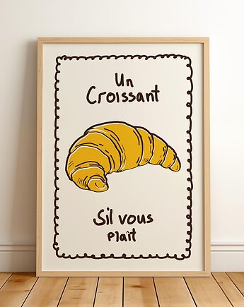 Grafika z croissantem i napisem UN CROISSANT S