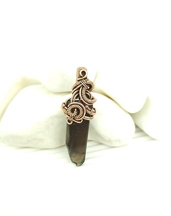 Kwarc dymny wisiorek wire wrapping