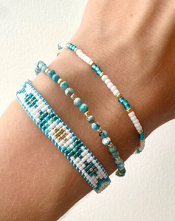 Bransoletka tkana, z apatytem i z koralików, Mavipoppy