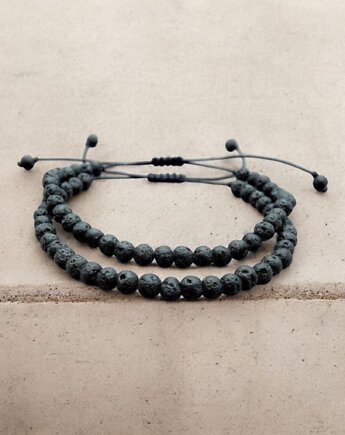 Komplet bransoletek lawa wulkaniczna 6 mm, galeria nuit