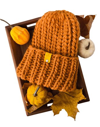 Wełniana czapka zimowa peruvian WOOLY dynia