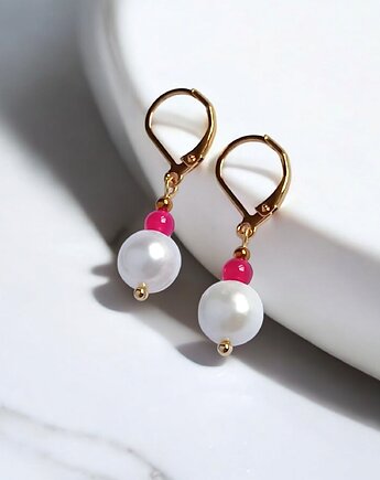 Kolczyki FUCHSIA & PEARL collection: perła i agat : krótkie