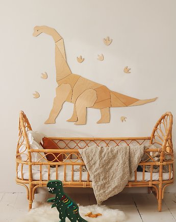 Dinozaur Diplodok Dekoracja Ścienna Origami, drewniana
