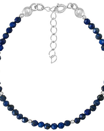 Bransoletka srebrna z kamieni naturalnych lapis lazuli 3mm