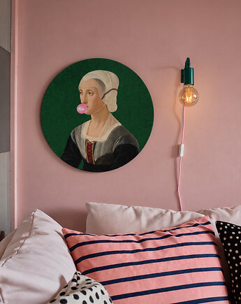 Lucrezia with bubble gum - okrągły obraz lub naklejka