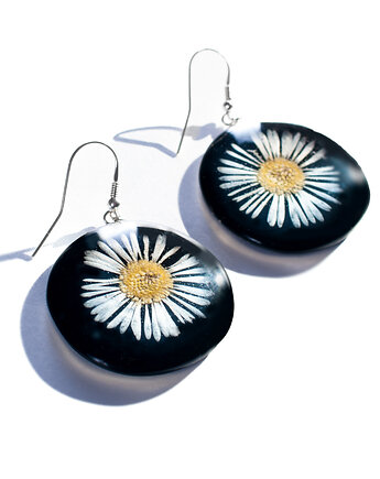 Kolczyki ze stokrotkami - żywica, srebro., So Jewelry