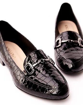 Mokasyny Skórzane - faktura krokodyla (6773)