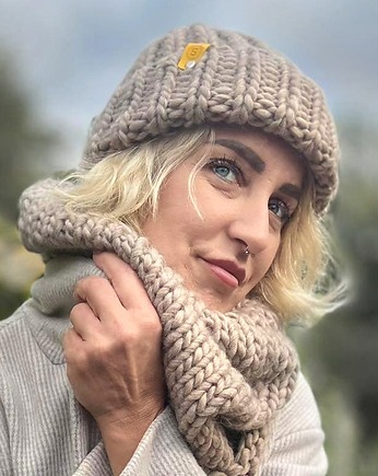 WOOLY Komplet czapka i komin beż