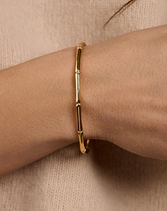 Złota bransoletka obręcz "Bamboo" - srebro 925 pozłacane