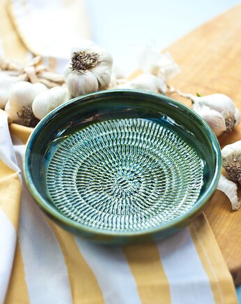 Ceramiczna tarka do czosnku i warzyw - butelkowa zieleń