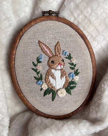 Haftowany króliczek, tamborek, tamborkowo