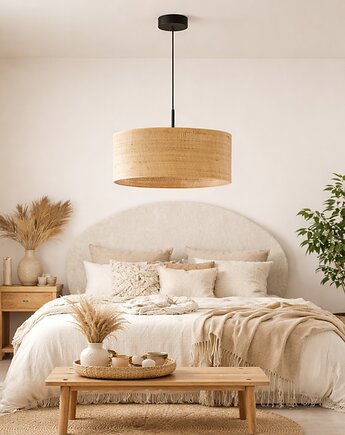 Lampa wisząca do sypialni w stylu boho SINTRA BOHO z rattanowym kloszem 40 cm