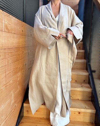 Długie lniane kimono