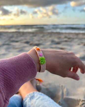 Bransoletka tkana w stylu rustykalnym "Sun", Słońcem Tkane