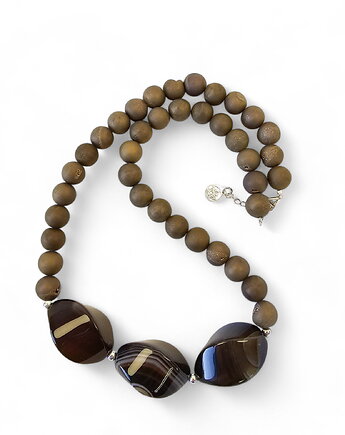 Naszyjnik z kamieni naturalnych agat srebro rodowane, MYNESS