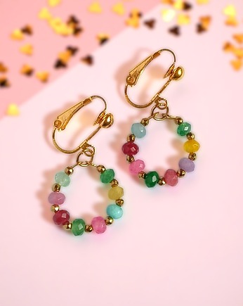 Kolekcja WIANKI : urocze klipsy : jadeit multicolor