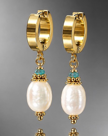 Kolczyki pozłacane Pearls [white] perły vol. 23