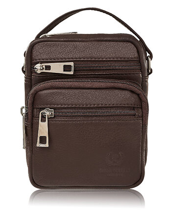 SASZETKA MĘSKA NA RAMIĘ SKÓRZANA POJEMNA BRĄZOWA DO PRACY T-133-BR, Paolo Peruzzi