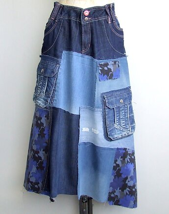 Patchworkowa spódnica jeans r.48