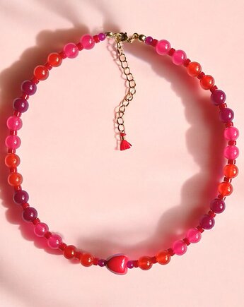 Choker : energy : summer collection : jadeit i ceramiczne serduszko, kaktusia