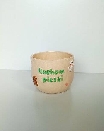 Ceramiczna ręcznie robiona czarka ,,Kocham pieski''