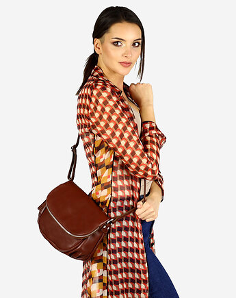 Torba listonoszka damska skórzana - MARCO MAZZINI savage brąz migdałowy, Marco Mazzini