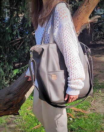 Lazy bag Pocket  torba taupe ekoskóra oversize