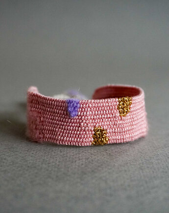 Szeroka bransoletka handmade na sznurku - unikat, Słońcem Tkane