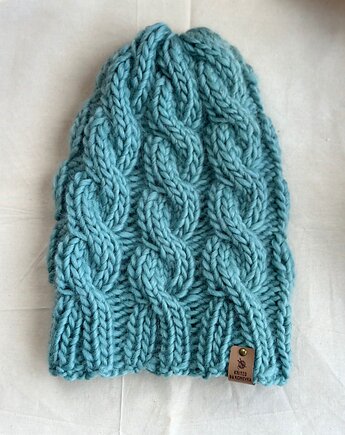 Czapka warkocz Szlachetna wełna Merino