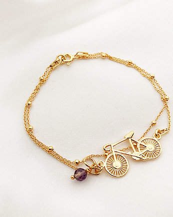 Bransoletka z rowerem, złoty rower, Anemon Atelier