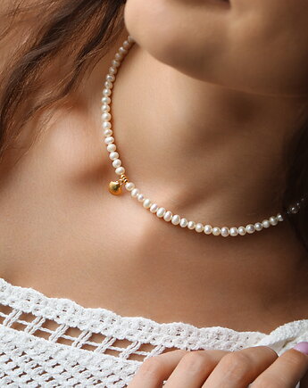Choker naszyjnik z naturalnych pereł muszelka srebro 925 pozłacane, Coccola JEWELLERY