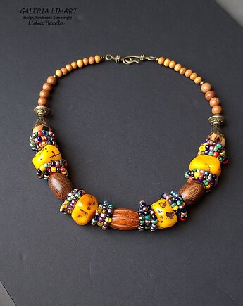Unikatowa kompozycja naszyjnika w stylu etno niezwykły prezent handmade