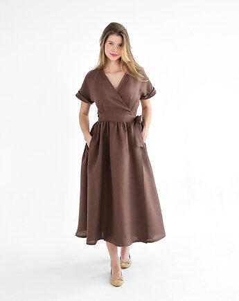 Lniana Sukienka JASMINE dark chocolate