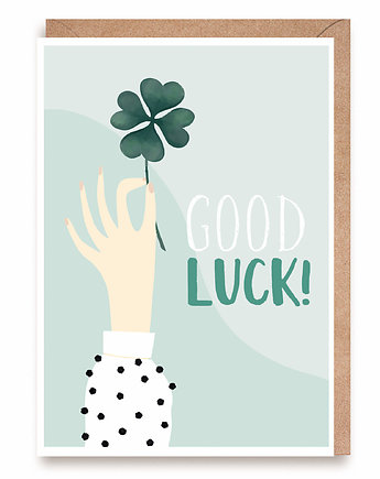 Kartka GOOD LUCK POWODZENIA A6 koniczynka