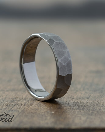 Pierścionek obrączka z tytanu, unikalna faktura, Elwood Craft