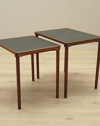Komplet dwóch stolików tekowych, duński design, lata 70, produkcja: Dania