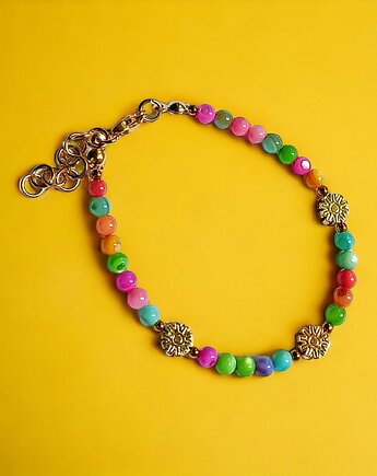 Bransoletka : summer collection : kolorowa muszla, kwiatuszki