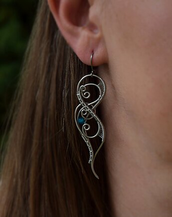 Duże kolczyki kwarc niebieski wire wrapping