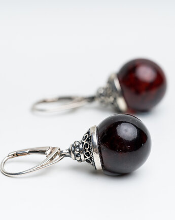 Kolczyki kule wiszące bursztyn bałtycki antyczne, AmberMal