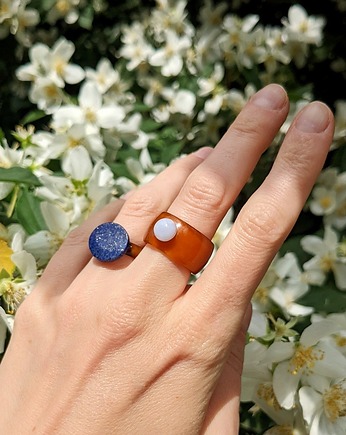 Masywny Pierścionek z Kamieniem Naturalnym Chunky Jelly Ring 1
