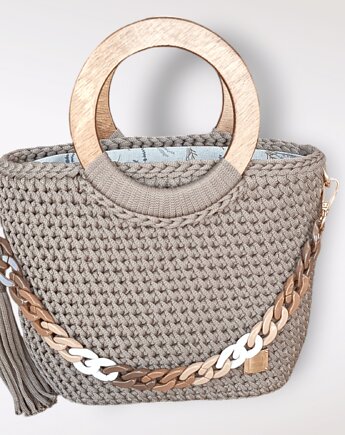 Ręcznie robiona torebka w kolorze kawowym, Mnu Mnu