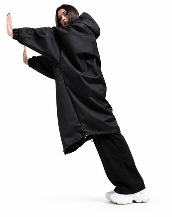 Płaszcz longline hoodie oversize czarny