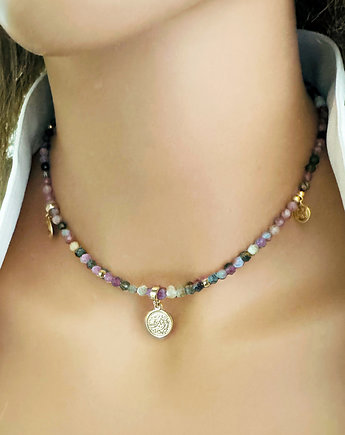 CZUŁY DOTYK- NASZYJNIK Turmalin, kolorowe kamienie, boho, Anemon Atelier