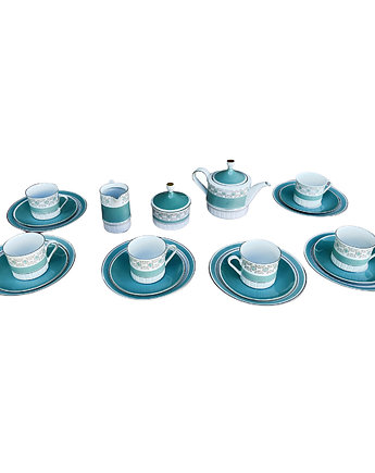 Turkusowy porcelanowy serwis Kahla, Niemcy, lata 60.
