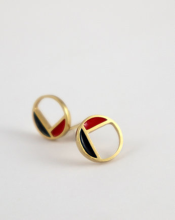 Kolczyki pozłacane: ModernDeco no.1 black&red