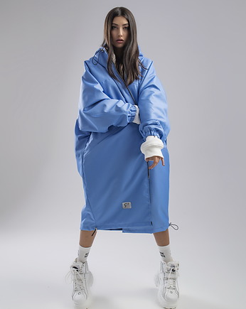 Płaszcz longline hoodie oversize baby blue