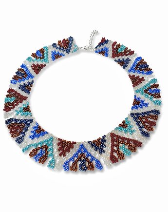 Naszyjnik boho koralikowy etniczny wzór kolorowy elegancki