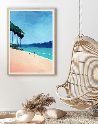 Złota plaża - spacer nad oceanem - plakat fine art