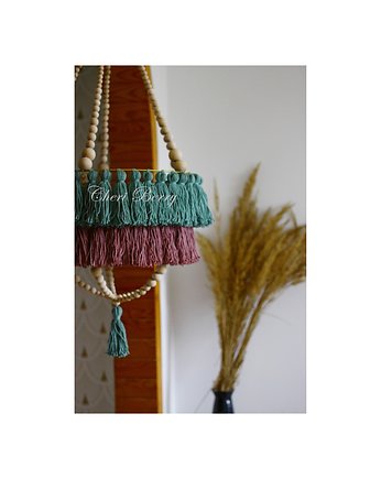 Boho Lampa Abażur z Chwostami-Katja Zielona śliwka