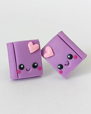 Małe Kolczyki sztyfty Kawaii Książki fioletowe